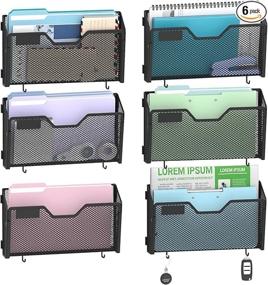 SUPEASY 6 Single Mail Organizer Wall Mounted, Wall File Organizer, Hanging File by SUPEASY