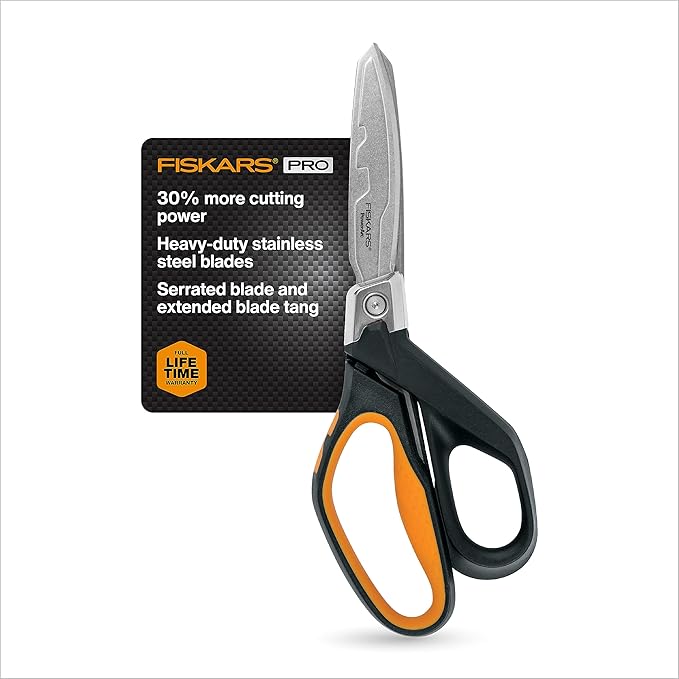 Fiskars Pro PowerArc Shop Shears, Heavy Duty Stainless Steel Scissor, by Unknown