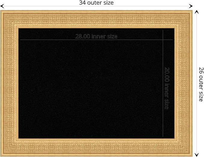 Amanti Art Black Cork Board for Wall, 26x34 Vision Board with Gold Wood Frame, Medium Corkboard Office Decor for Home Organization, Traditional Corkboard Pinboard to display items for home-DeskLoop Office