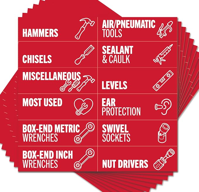 Magnetic Tool Labels for Toolbox – 80 Piece Heavy Duty Drawer & Tool Chest by Unknown