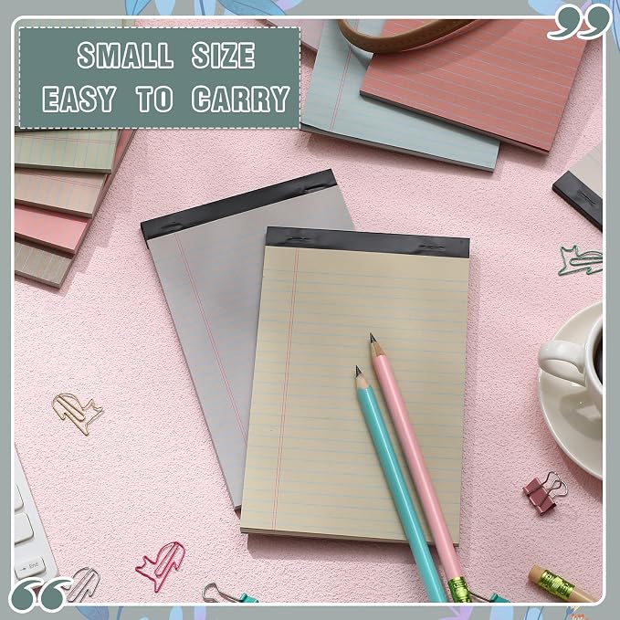Lincia 24 Pcs 5" x 8" Small Legal Pads Colored Lined Note Pads Narrow Ruled - Image 4