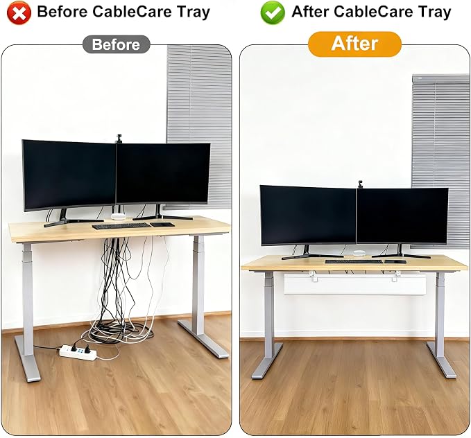 Oxford Cloth Under Desk Cable Management Tray, No-Drill 36" Desk Cable - Image 9