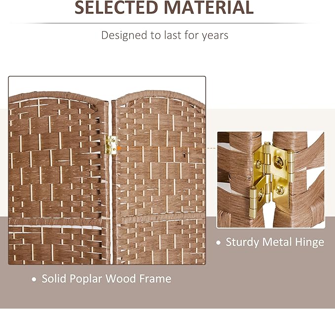 NicBex Room Divider 6 Panel Room Dividers with Woven Rattan Design Partition Room Dividers and Folding Privacy Screens 6 FT Wall Divider for Office,Room Separation,106.25"W x 0.75"D x 70.75"H, Natural-DeskLoop Office