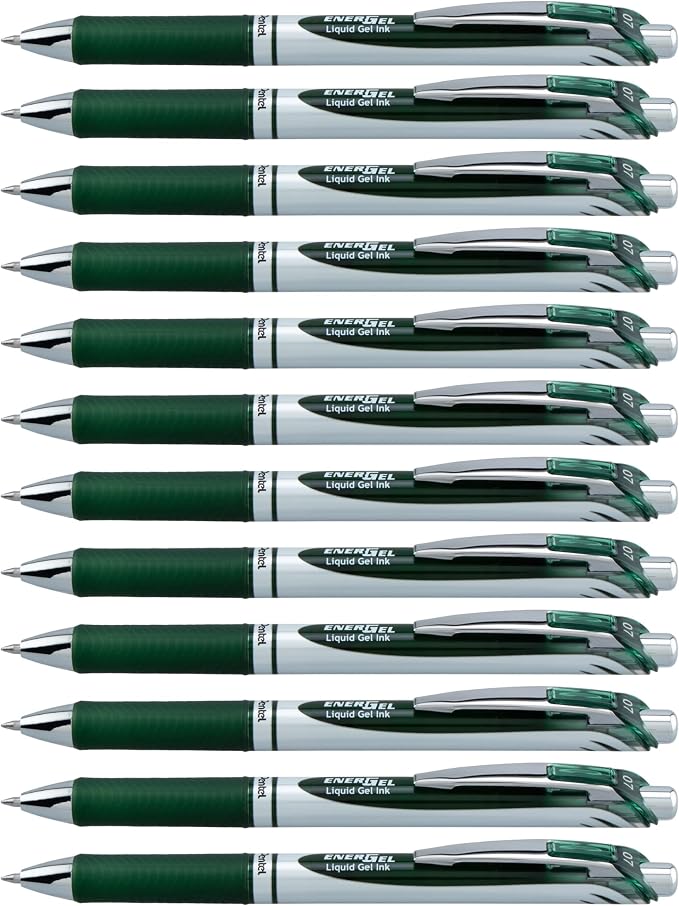 Pentel EnerGel RTX Retractable Liquid Gel Ink Pen, Medium line, Forest Green Ink by PentelofAmerica