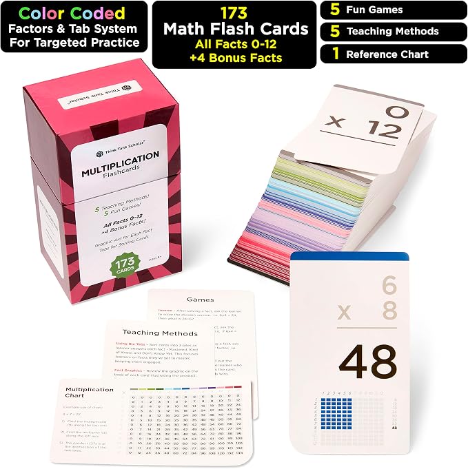 Award-Winning Multiplication Flash Cards – 173 Jumbo Cards, All Facts 0–12 – 1 - Image 2
