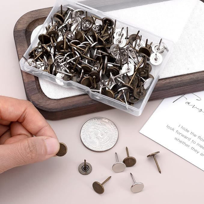 120pcs Flat Head Thumb Tacks for Wall, Heavy Duty Upholstery Push Pins - Image 3