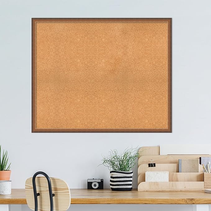 Amanti Art Natural Cork Board for Wall, 36x44 Vision Board with Bronze Frame, Oversize Corkboard Office Decor for Home Organization, Modern Corkboard Pinboard to Display Items for Home Organization-DeskLoop Office