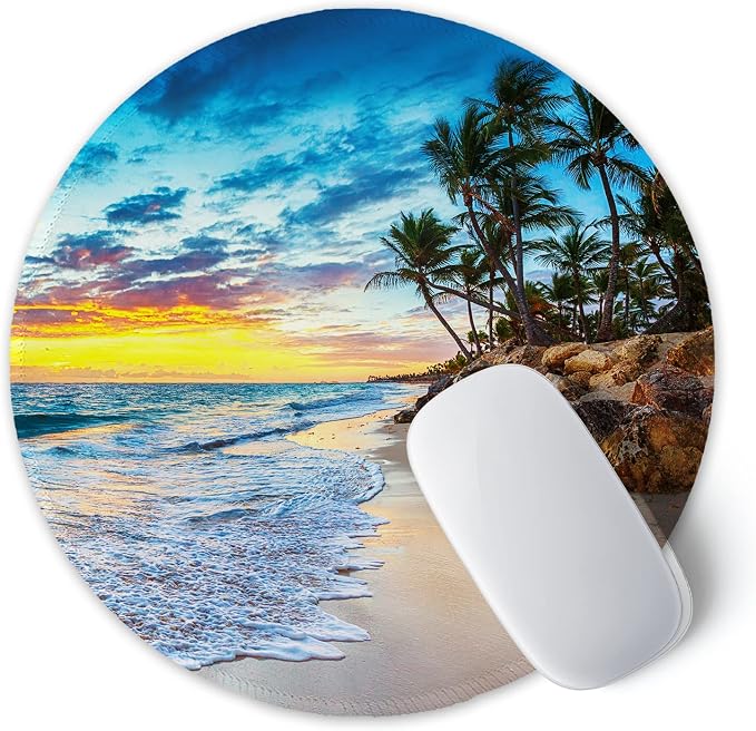 ITNRSIIET Round Mouse Pad with Stitched Edge Premium-Textured Waterproof - Image 2