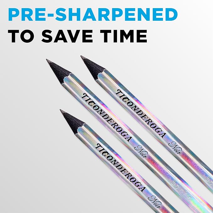 Ticonderoga Noir Black Wood-Cased #2 Pencils, Holographic Design - Image 6