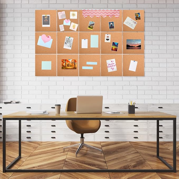 Crtiin 24 Pcs Cork Board Tiles Bulletin Boards 12"x12" 1/4" Thick Square - Image 6