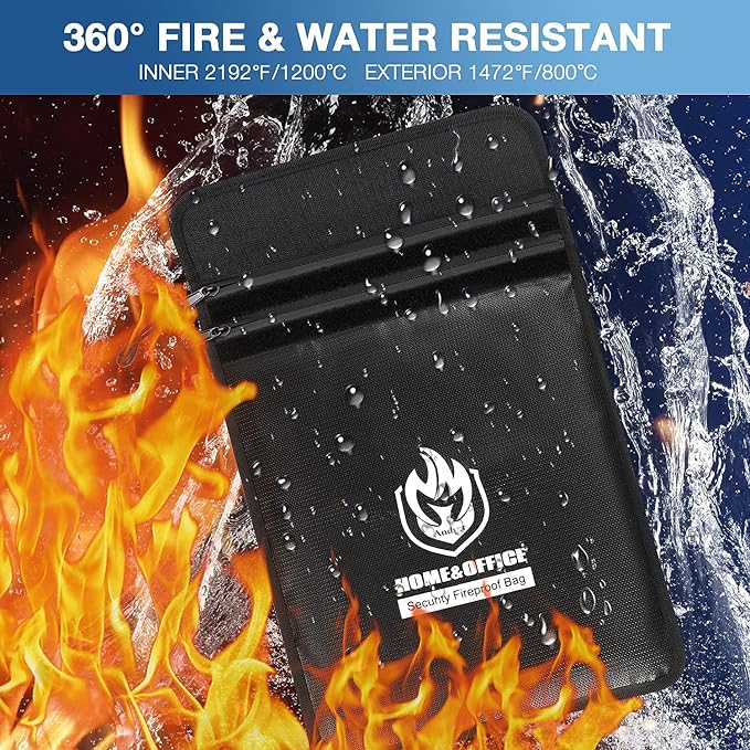 Upgraded Two Pockets Fireproof Document Bag, andyer 15”x 11”Waterproof - Image 2
