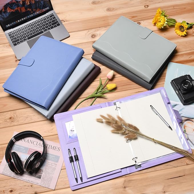 Wonderpool A4 PU Leather 3 & 4 Ring Holder Writing Portfolio Multi Document Case - Image 4