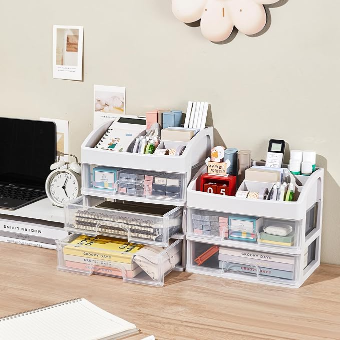 Desk Organizer with 4 Drawer Storage, Desktop Drawers Organizer - Image 5