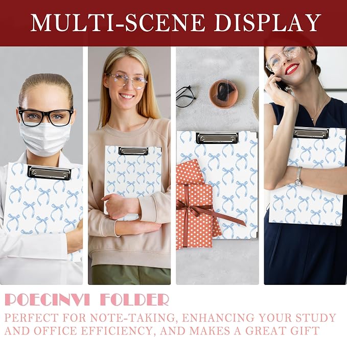 Blue Coquette Bow Clipboard, Preppy Girly Aesthetic Clipboard - Image 6