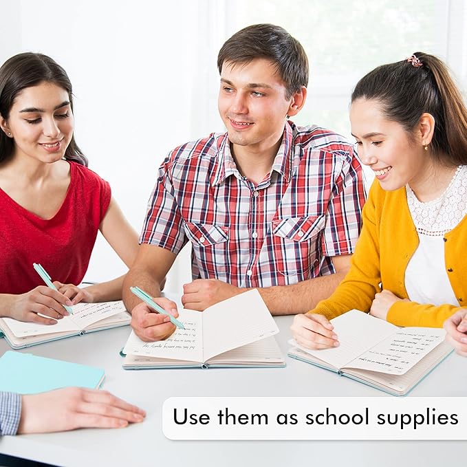 feela 24 Pack Journal Notebook Bulk for Work, Business Notebook Hardcover Lined Writing Journal with Pen Holder for Students Women Note Taking, with 24 Black Pens, 120 GSM, 5.1”x8.3”, A5, Sky Blue-DeskLoop Office