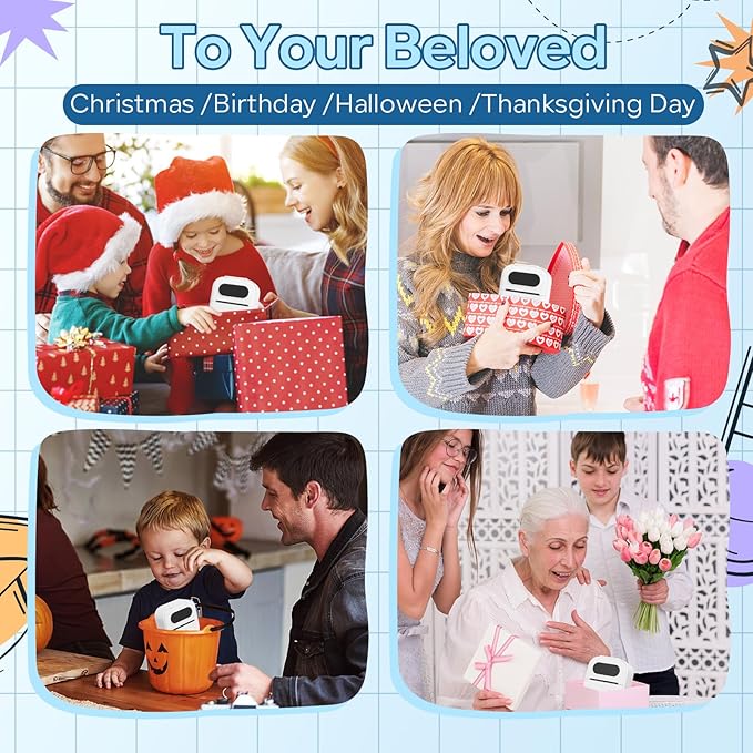 Print Pods Mini Printer, Sticker Maker Machine Y02C, Mini Portable Printer with 1 Roll Paper, Bluetooth Inkless Receipt for Phone, Thermal Portable Maker for Journal, Note, Photos, Learning-DeskLoop Office