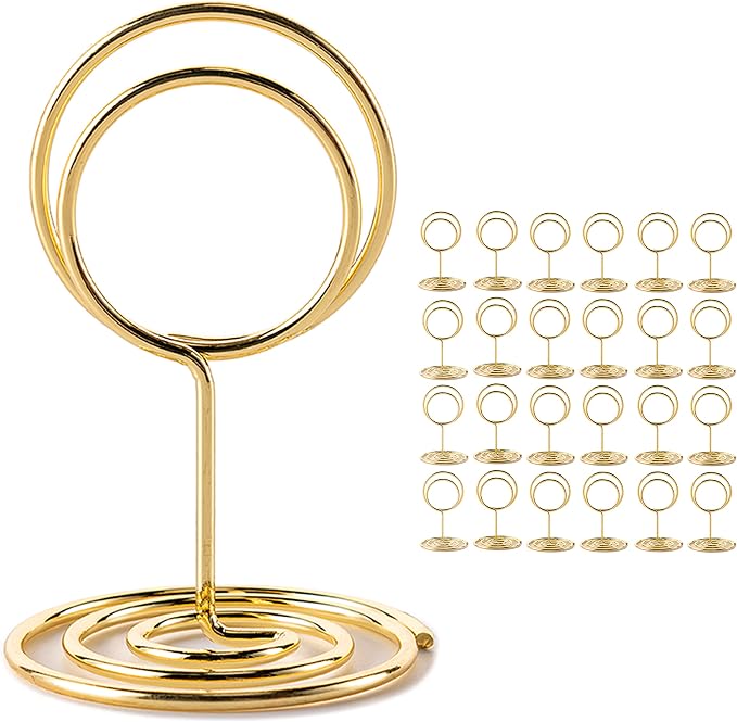 Hoewina 26Pcs Table Number Holders, Place Card Holder, Wire Picture Holder by Hoewina