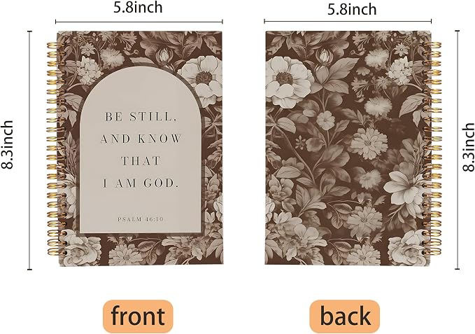 Brown Floral Christian Notebook Journal, Be Still and Know That I Am God Bible - Image 5