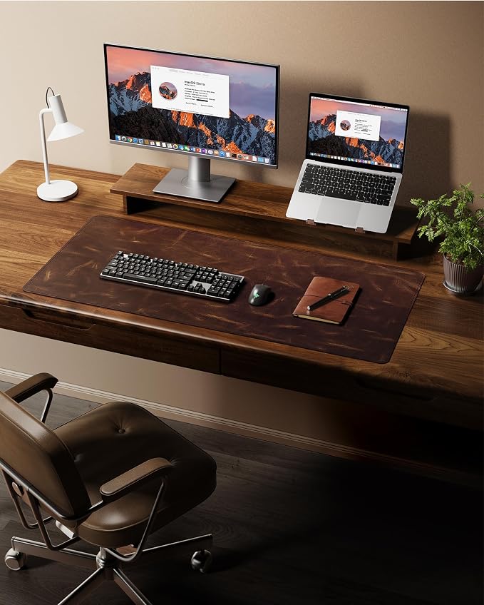 YSAGi Leather Desk Mat, 31.5"x15.8"Real Leather Desk Pad, 2mm Thick Desk Blotter - Image 7