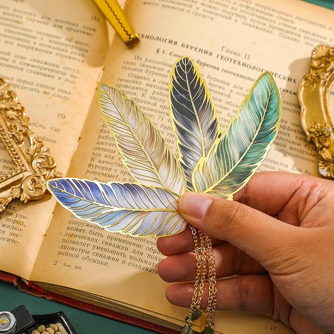 4 Pieces Metal Feather Bookmarks - Image 4