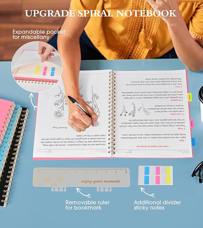 Spiral Notebook Journal 8.5” x 11”, A4 Large Pink Notebooks for Women Men, College Ruled Lined Journal, 100 GSM Paper, Plastic Hardcover Spiral Bound Journals for Work School Note Taking Business-DeskLoop Office