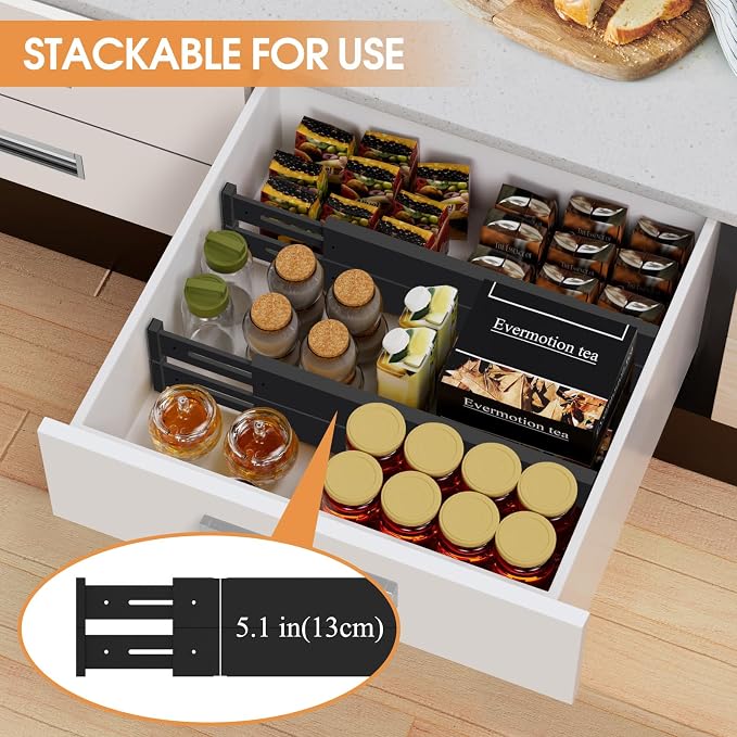 Bamboo Drawer Dividers, 17-22" Adjustable Kitchen Drawer Organizer - Image 5