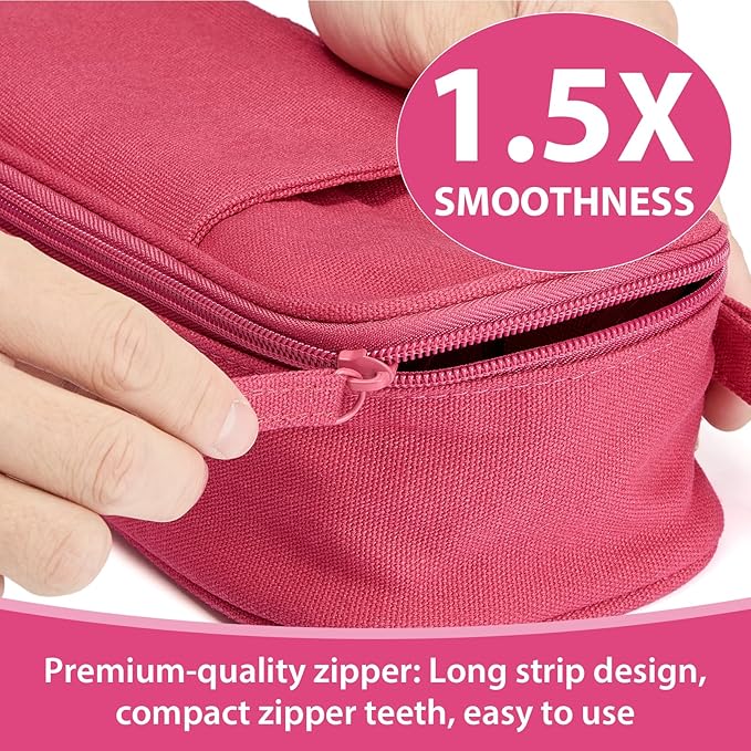 Pencil Case Pouch Box Bag School Supplies Girls Boys Kids, Cute Preppy Stuff Large Big Capacity Aesthetic Pen Organizer, Back to College Stationary, Dark Pink, Heavy Duty Canvas, 1800ml-DeskLoop Office