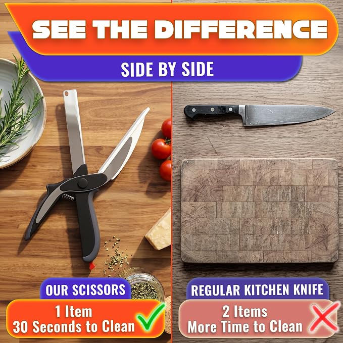 2 in 1 Kitchen Scissors for Food – Stainless Steel 9.5" Tomato Knife Chops - Image 6