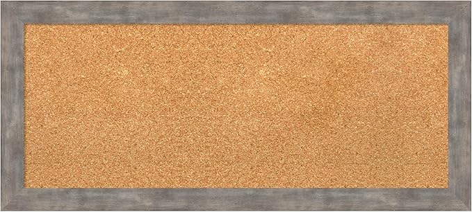Amanti Art Natural Cork Board for Wall, 15x33 Vision Board with Silver Wood Frame, Medium Corkboard Office Decor for Home Organization, Casual Corkboard Pinboard to display items for home organization-DeskLoop Office