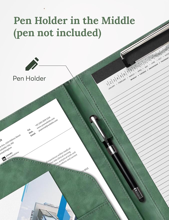 Clipboard Folder Padfolio, Mymazn Writing Portfolio Faux Leather Clipboards - Image 5