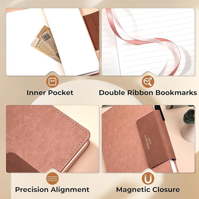 Leather Journal for Men 320 Pages B5 Large Journaling Notebooks with 100 GSM Thick Paper Journals for Writing Notebook for Men & Women with Buckle Closure Work Diary, 7.28" x 10.23", Pink-DeskLoop Office