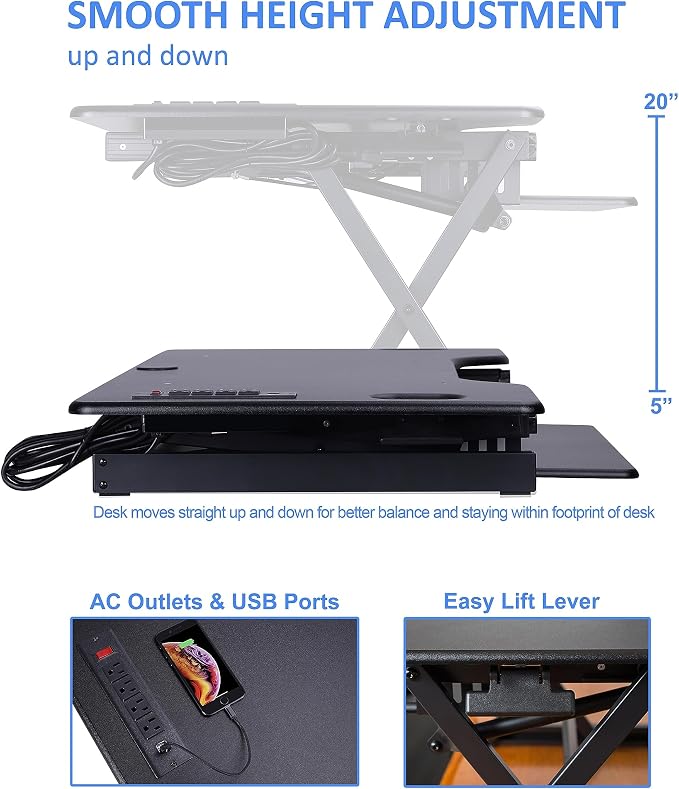 Rocelco 46" Height Adjustable Standing Desk Converter - Image 3