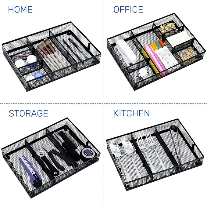 Neudeco Desk Drawer Organizer, 4 Pack Metal Mesh, Pen Organizer, Office - Image 6