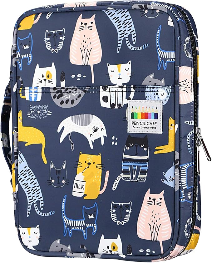 YOUSHARES Colored Pencil Case 166 Slots Pen Case Organizer with Handy Wrap & Zipper, Multilayer Holder for Prismacolor Colored Pencils & Gel Pen (Sports Cat)-DeskLoop Office