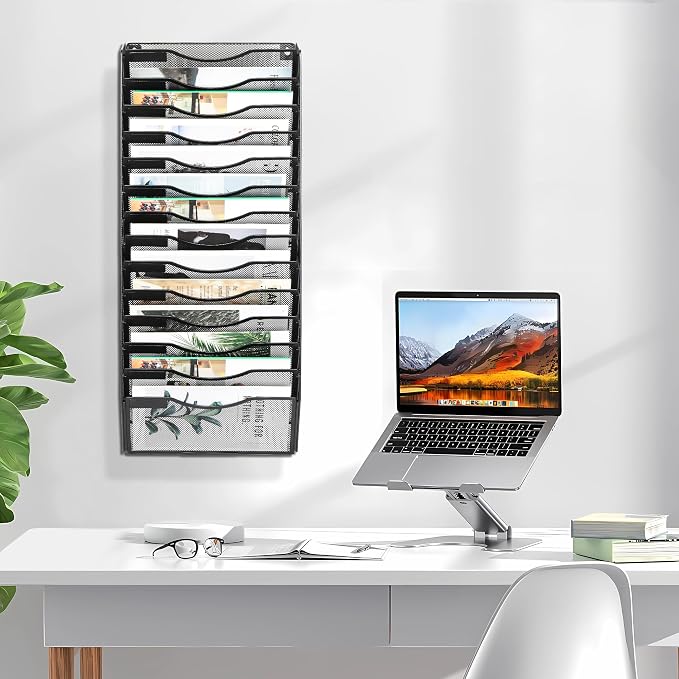 EasyPAG Wall File Organizer for Office 14 Pocket Mesh Wall Mounted Paper - Image 6