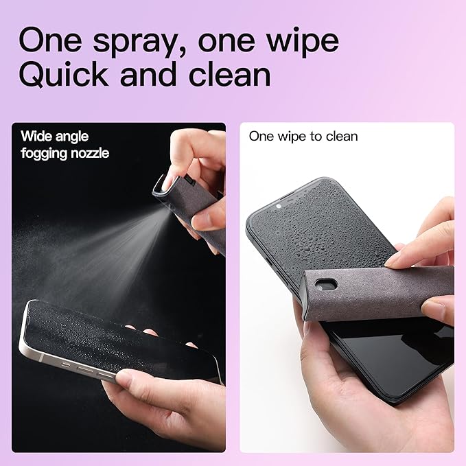 2 Pcs Screen Cleaner Kit, 3-in-1 Touchscreen Mist Cleaner Spray Bottle Tool & Microfiber Cloth for Phone/Laptop/Tablet/TV/Monitor/Car Screens(Grey)-DeskLoop Office