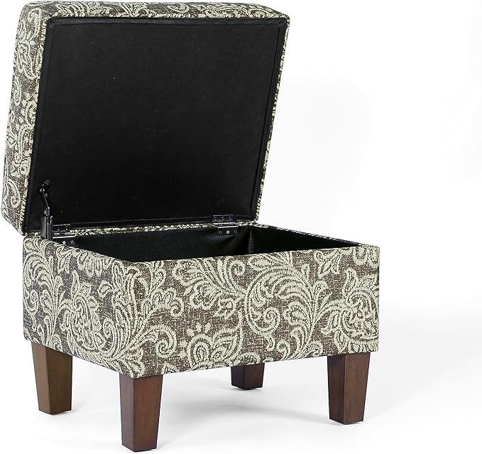 Home Decor | Dinah Collection Modern Storage Ottoman | Ottoman with Storage for Living Room & Bedroom(Brown Jacobean Print)-DeskLoop Office