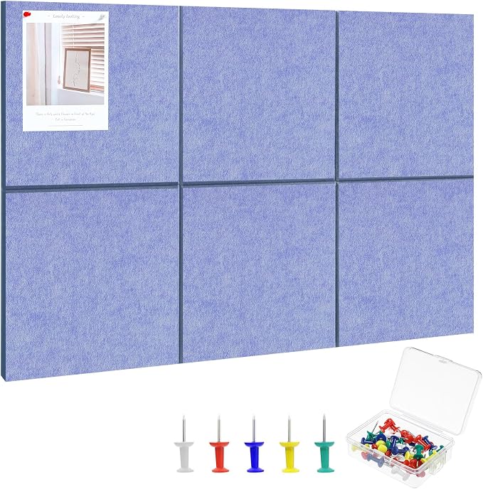 Large Cork Board 36" x 24", 6 Pack Felt Wall Tiles by Thboxes