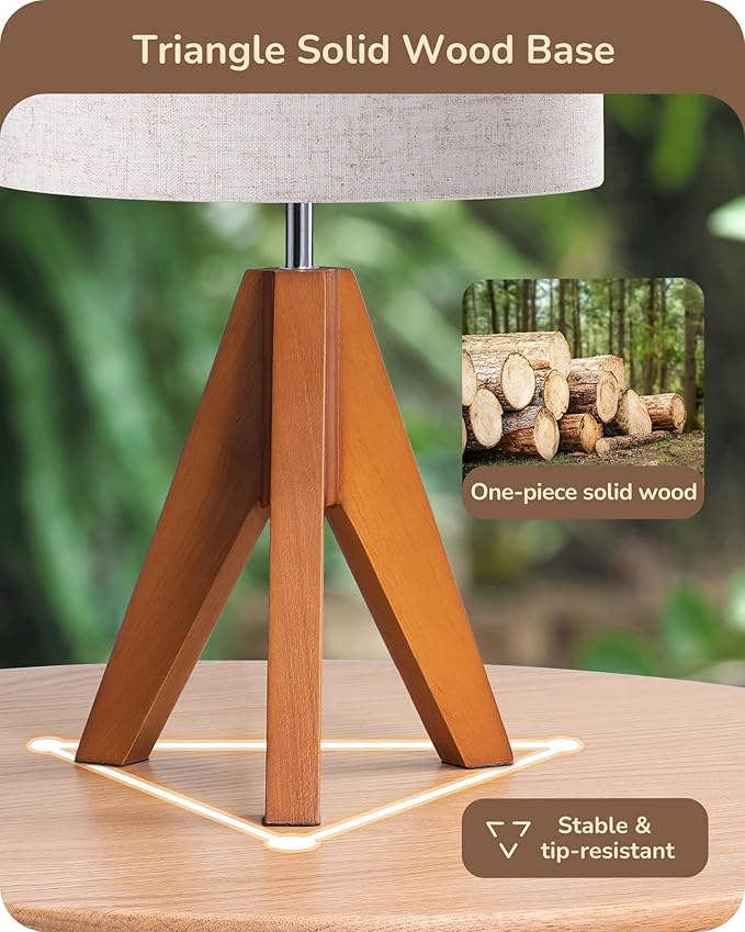 EDISHINE Tripod Table Lamp, Small Cute Bedside Lamp - Image 2