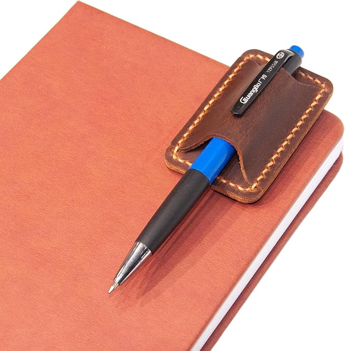 Handmade Leather Pen Holder Clip Notebook Pen Loop Stylish, Leather Pen - Image 4