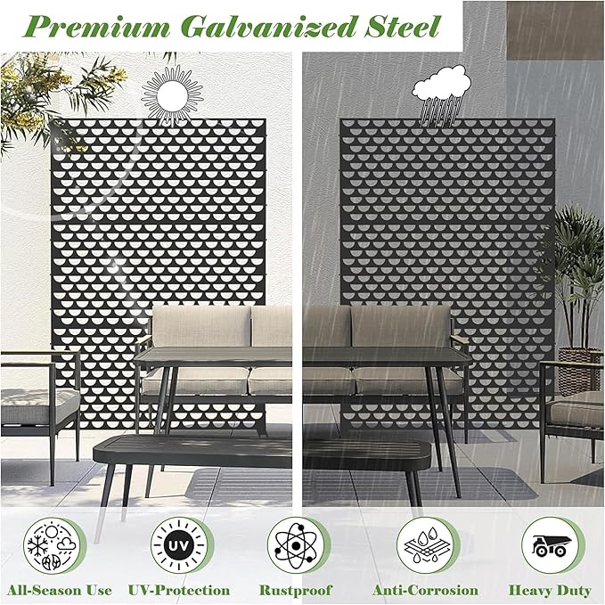 NicBex Room Divider 1 Panel Room Dividers with Semicircle Pattern Design Partition Room Dividers and Metal Privacy Screens Wall Divider for Outdoor, Room Separation,48.31"W x 15.75"D x 70.75"H, Black-DeskLoop Office
