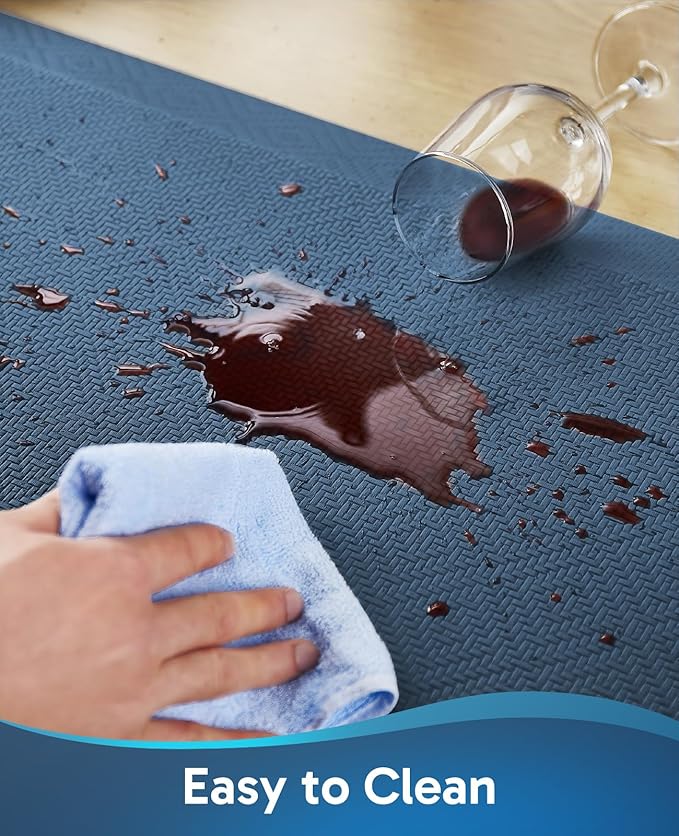 Ophanie Kitchen Mats for Floor, 3/4 inch Thick, Anti Fatigue Cushioned Mat, Kitchen Rugs, Waterproof, Comfort Ergonomic Standing Mat for Office, Home, Sink, 20x32 Blue Non-Slip Ridged Bottom-DeskLoop Office