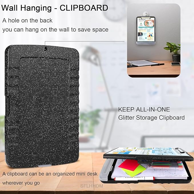 Glitter Clipboard with Storage, Storage Clipboard with Pen Holder, A4 Binder - Image 6