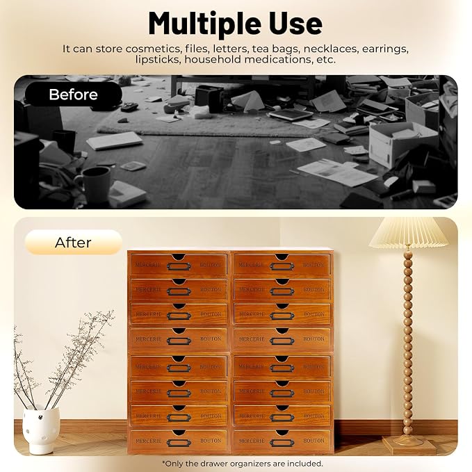 Vintage Drawer Wooden Drawers Organizer, 16-Drawer Desktop Organizer - Image 7