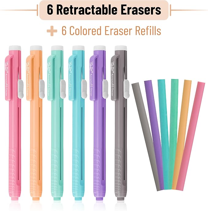 Mr. Pen- Retractable Mechanical Eraser Pens, 6 Pack, Vibrant Colors | - Image 2