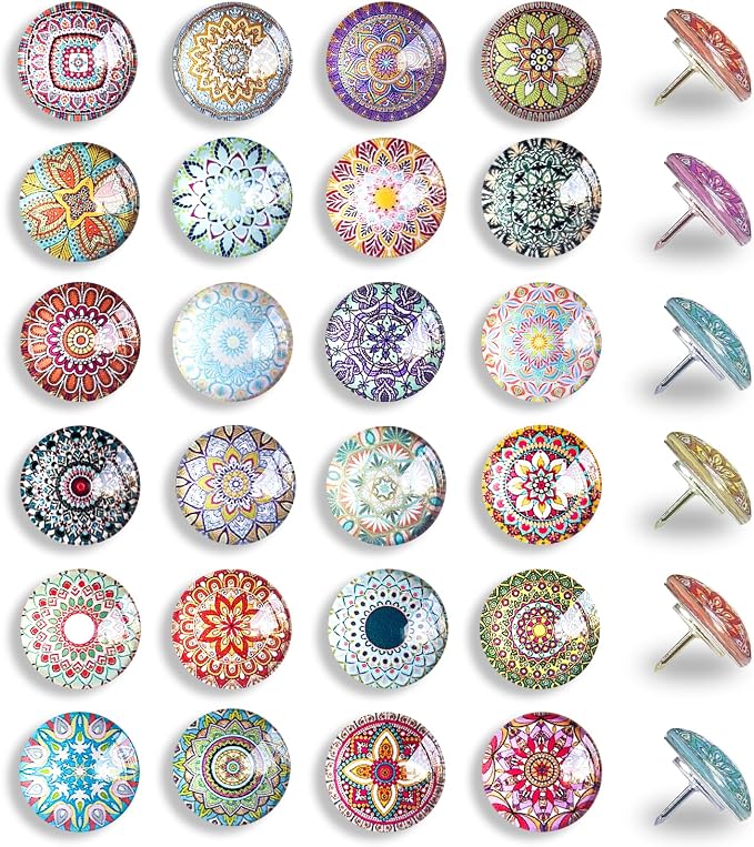 24 Glass Decorative Push Pins, Cute Bulletin Board Pins, Cute Thumbtacks by KEYDUACU