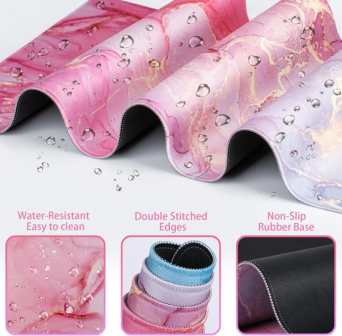 Mouse Pad Pink, Mouse Pad with Wrist Rest, 4-in-1 XXL Extended Large Desk Mat - Image 5