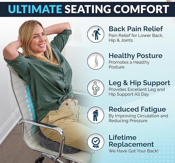 ComfiLife Premium Gel & Memory Foam Seat Cushion – Doctor Recommended Office Chair Cushion, Car Seat Cushion – Chair Cushions for Back & Sciatica Pain Relief – Seat Cushions for Office Desk (Charcoal)-DeskLoop Office
