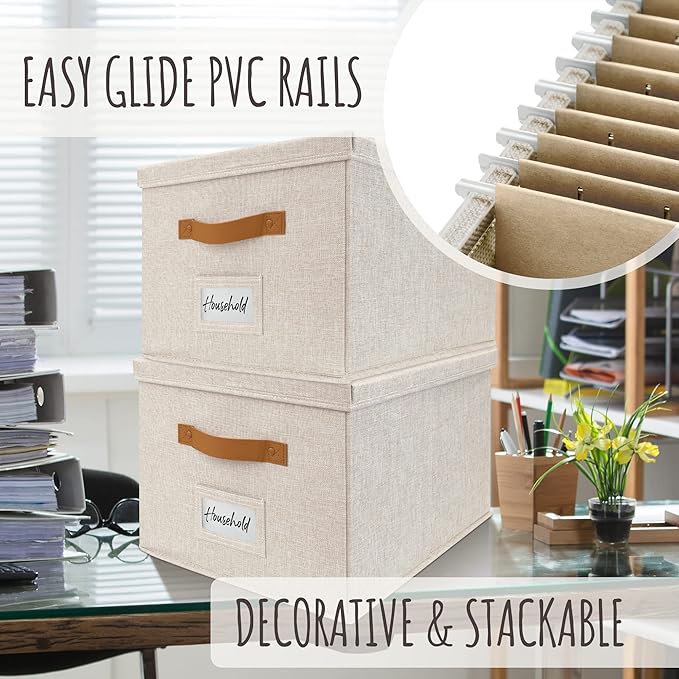 Decorative File Organizer Box Set of 2 - Image 4