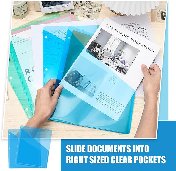 Seajan 48 Pcs Pocket Folders for 3 Ring Binder Clear Plastic Folders Sleeves - Image 3